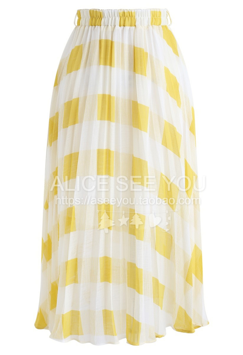 CHICWISH 19夏款 True Adorer Check Pleated Midi Skirt 半身裙|ruв категории Женская одежда, юбка - от Buy2taobao.com для оказания профессиональной услуги покупки агента Taobao
