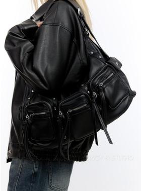 韩网close设计品牌24年皮革机车口袋百搭腋下包斜挎单肩手提包