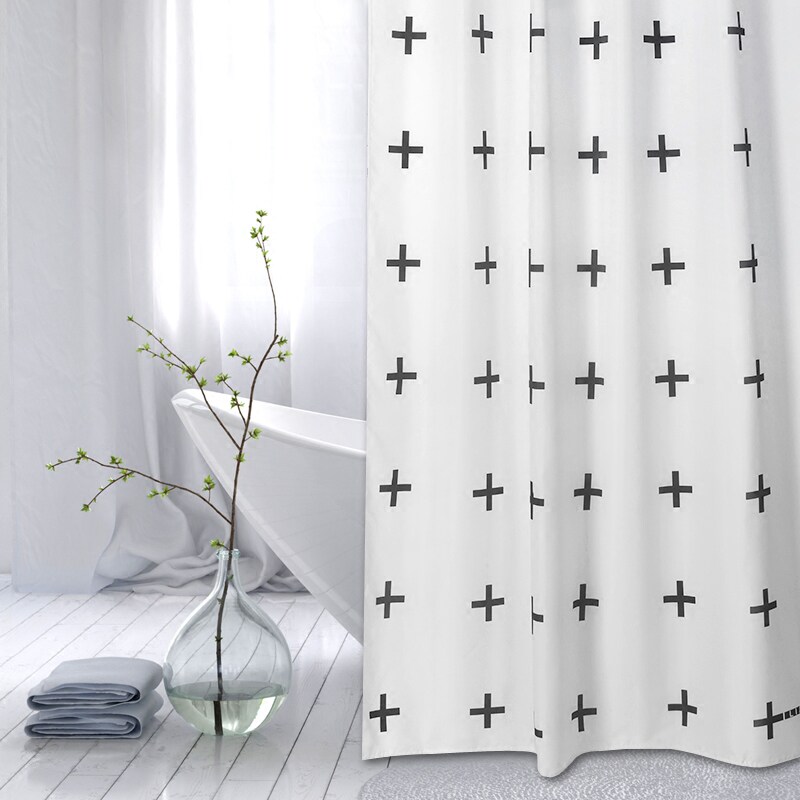 北欧风十字架浴帘防水防霉卫生间浴室遮挡帘子新款简约隔断帘子