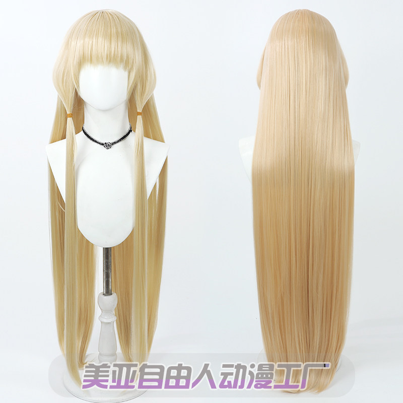 【自由人】人形电脑天使心 小叽cos假发浅黄色仿真头皮长散发