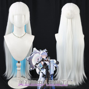 美亚自由人 胜利女神nikke 妮姬 娜由塔cos假发银白色分体发包