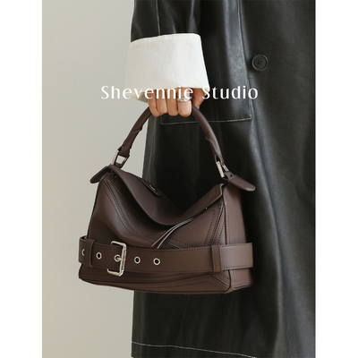 小众设计感牛皮单肩斜挎包手提包