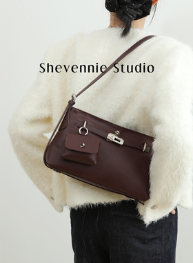 Shevennie2025 新头层牛皮凯莉包通勤腋下包手提斜垮hobo小方包女