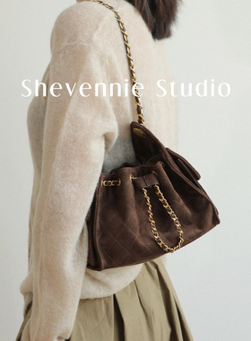 Shevennie真皮手提单肩托特水桶通勤腋下包 2025新款秋冬包包女款