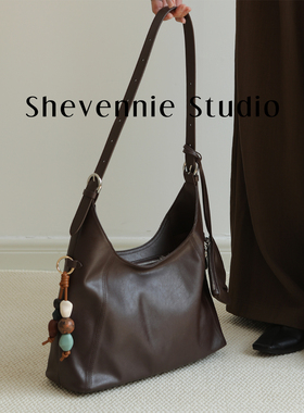 Shevennie2025 手工头层牛皮托特包单肩斜挎包水桶包Hobo腋下包