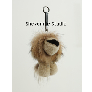 Shevennie 高品貉子毛獭兔毛大狮子毛绒包挂件挂饰包挂(加大号)