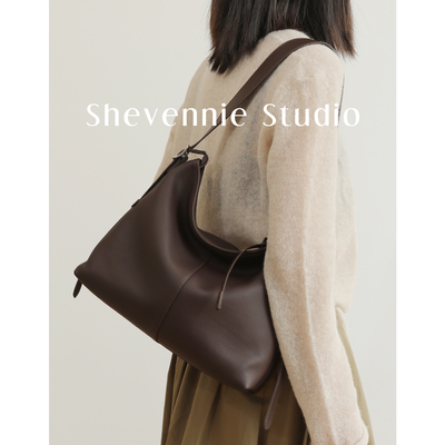 Shevennie手提托特包斜挎真皮大容量单肩腋下包 2025新款秋冬女包