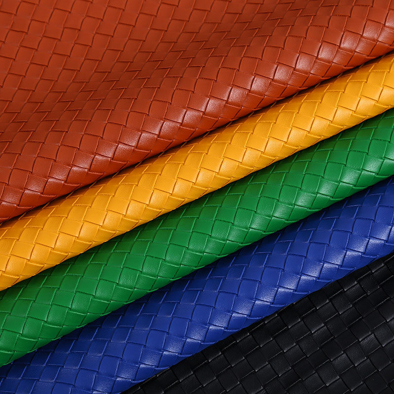 编织纹皮革面料彩色格子纹女士包箱包皮具软包眼镜盒pvc人造革皮