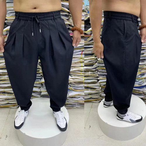 夏季新款加肥加大老爹裤男士休闲裤宽松灯笼裤百搭舒适哈伦裤