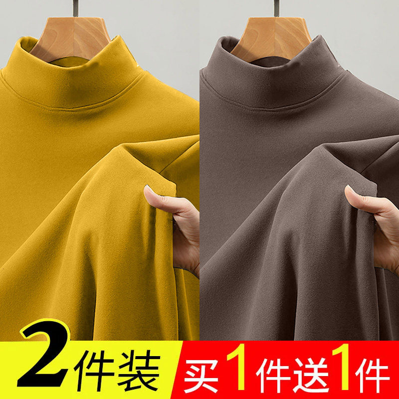 纯色德绒长袖t恤男秋冬季新款潮流休闲加绒保暖内搭半高领打底衫,男装,T恤,淘宝优惠券,粉丝福利购,淘宝优惠卷