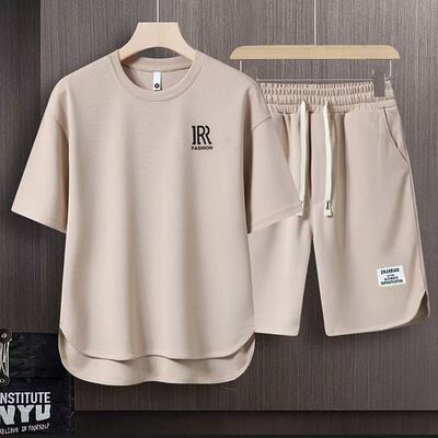 夏季休闲青年运动男帅气潮牌套装短袖短裤男士衣服一整套两件装