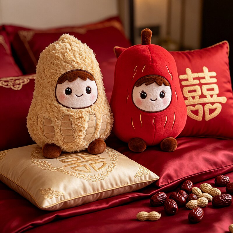 压床娃娃结婚新婚礼物早生贵子一对情侣娃娃玩偶抱枕婚房装饰摆件