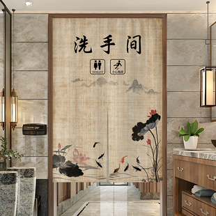中式卫生间门帘隔断帘商用布帘定制饭店洗手间专用挂帘厕所遮挡帘
