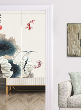 日式可定制图案遮挡布厨房卫生间卧室个性半帘创意免打孔帆布门帘