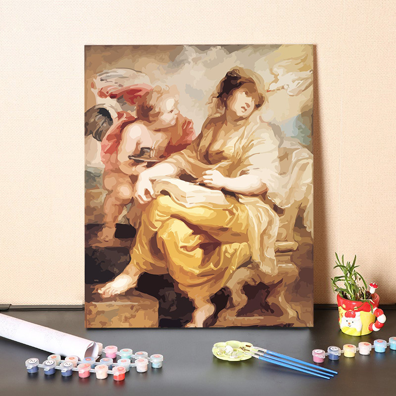 数字油画diy填充画家莱加经典名画欧洲农村小屋画涂色画装饰画