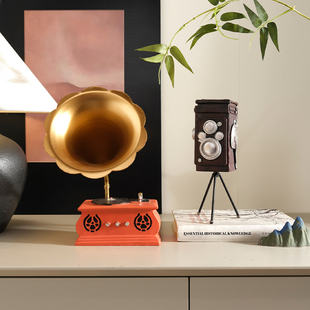 高档装饰品复古艺术家居套装大气高级留声机摆件咖啡店柜子怀旧