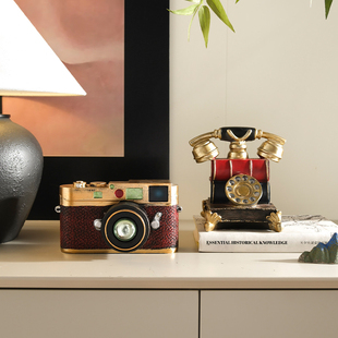 组合书房怀旧复古摆设装饰品玄关店铺电视柜家居高档相机摆件酒柜