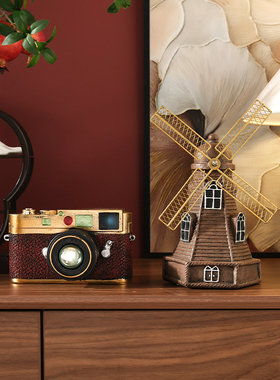 大气相机摆件书房装饰品组合咖啡厅复古装饰品家居怀旧柜子摆设