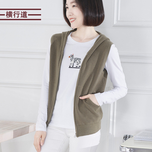 连帽拉链针织马甲纯色宽松外穿韩版中年妈妈装2022新款秋装女外套