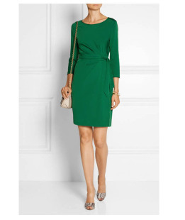 新款 气质包臀 连衣裙红色系带腰前折皱遮肚小黑裙显瘦胖mm收腰修身