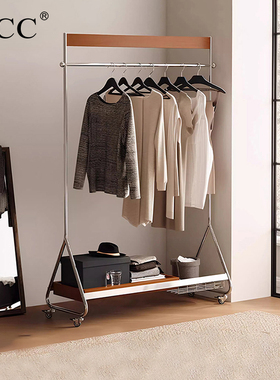 入户置物架移动落地衣帽架中古风卧室收纳一体挂衣架包豪斯晾衣架