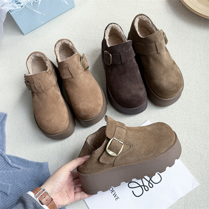 木与希松糕厚底勃肯鞋冬季加绒