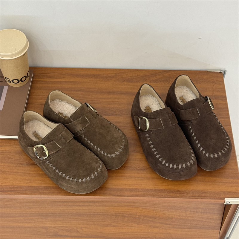 真皮羊羔毛勃肯鞋女2025春秋新款