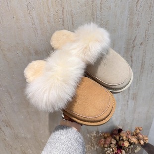 羊皮毛一体包头长毛拖鞋2025秋冬新款外穿防滑厚底羊毛雪地靴女