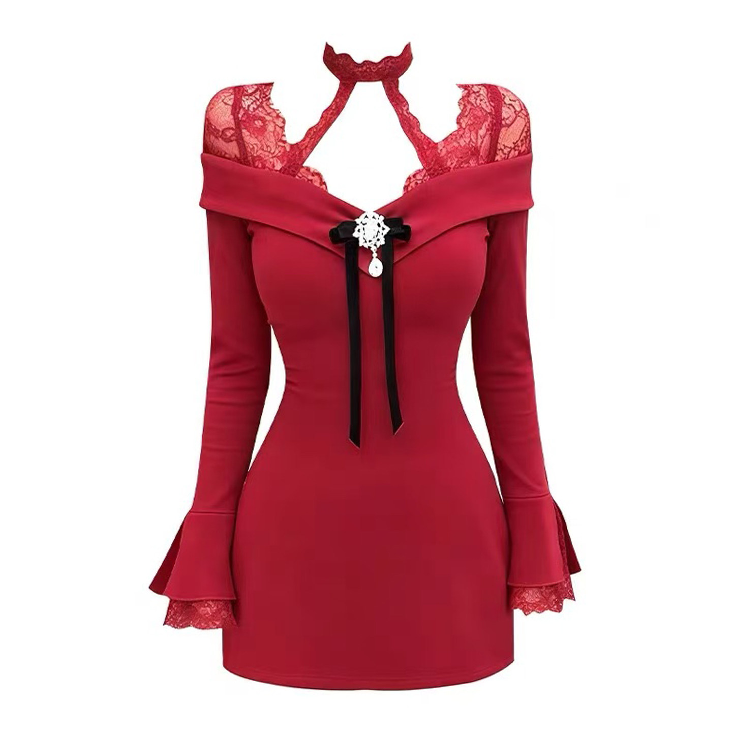 新年圣诞纯欲针织连衣裙