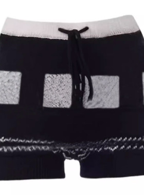 美式复古亚文化费尔岛针织提花短裤女设计感百搭修身毛线休闲裤
