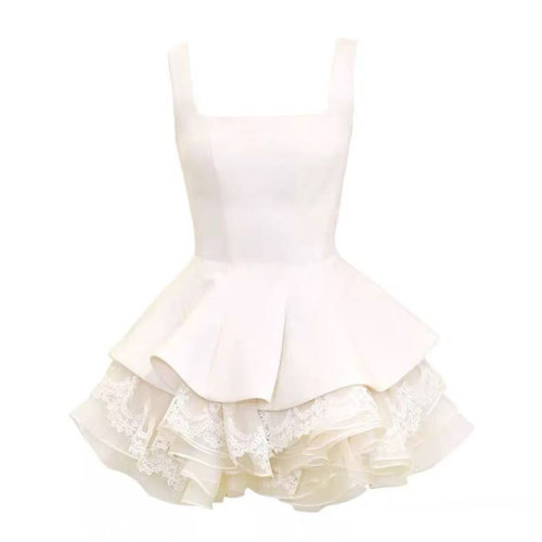 白色生日party小礼服连衣裙