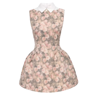 收腰背心裙夏 连衣裙女少女蓬蓬修身 现货千金风玫瑰油画衬衫 领无袖