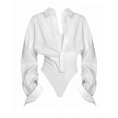 修身假两件连体衬衫女