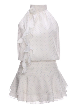 自制法式少女挂脖波点连衣裙女2026夏双层荷叶边无袖蓬蓬裙子显瘦