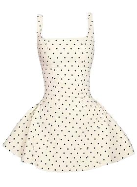 双轨虞书欣姜暮同款设计感小个子白色波点连衣裙高级感蓬蓬短裙女