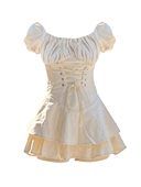 自制设计感甜酷小个子公主蓬蓬裙法式 复古鱼骨收腰绑带蛋糕连衣裙