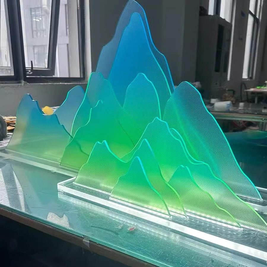 led大型户外发光假山室内橱窗摆件渐变亚克力幻彩山峰脉造型定制,家居饰品,装饰摆件,淘宝优惠券,粉丝福利购,淘宝优惠卷