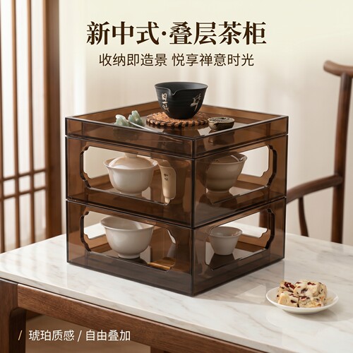 新中式亚克力茶具手办收纳架