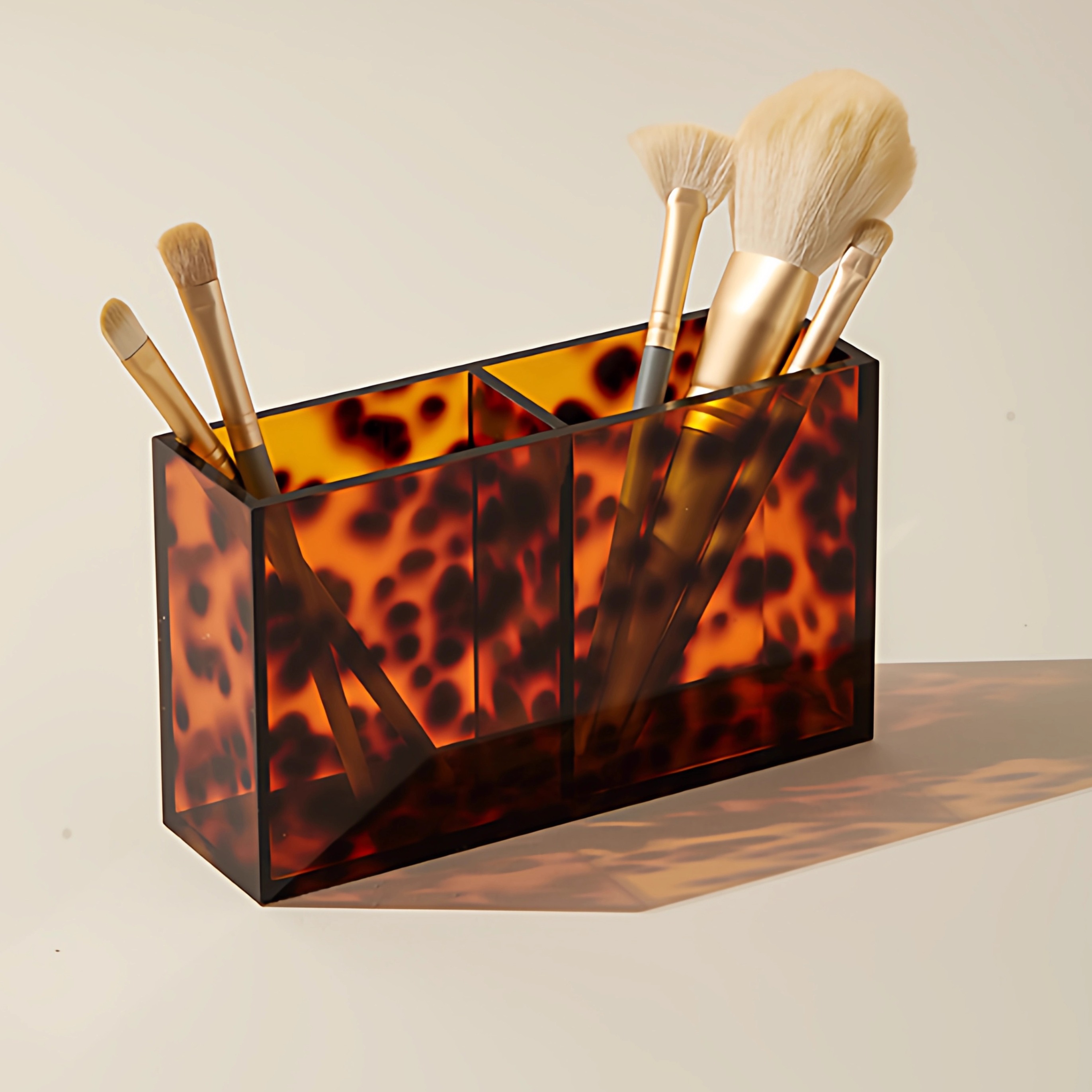 玳瑁色亚克力化妆刷收纳筒