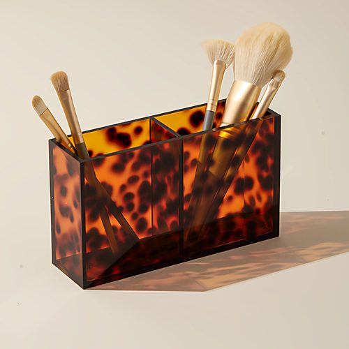 玳瑁色亚克力化妆刷收纳筒