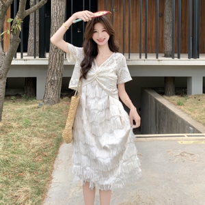 蕾丝罩衫流苏吊带连衣裙套装女夏2025新款两件套度假风爆款少女感图片