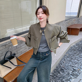 韩版时尚气质短款夹克外套女2025春秋季新款宽松显瘦百搭休闲上衣，女装短外套，Yologo