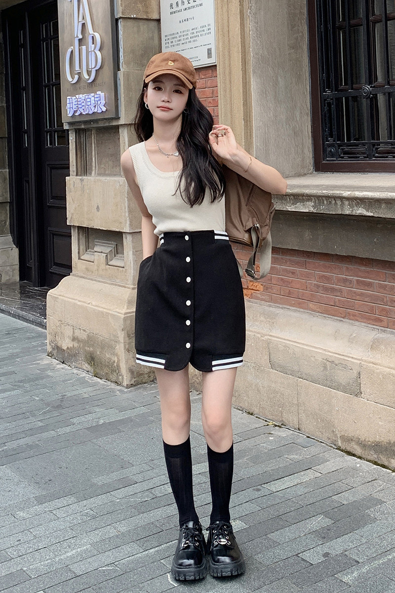 小个子穿搭一整套学院风拼色棒球服半身裙两件套女高级感小洋装潮,女装运动套装,Yologo