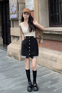 小个子穿搭一整套学院风拼色棒球服半身裙两件套女高级感小洋装潮图片