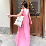 法式气质温柔风挂脖连衣裙女2025夏季新款韩版宽松显瘦a字长裙子，女装连衣裙，Yologo