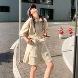 元气少女感穿搭上衣套装女夏超火好看高级感休闲风时髦短裤两件套，女装运动套装，Yologo