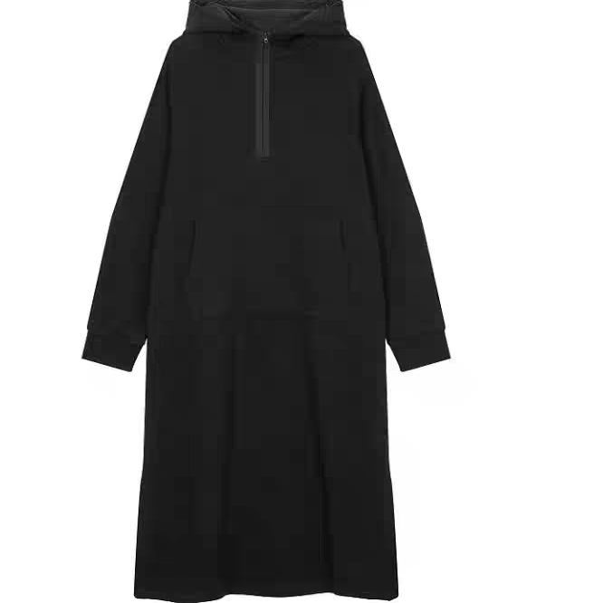 韩国单女款连帽加绒卫衣长裙   品质出色