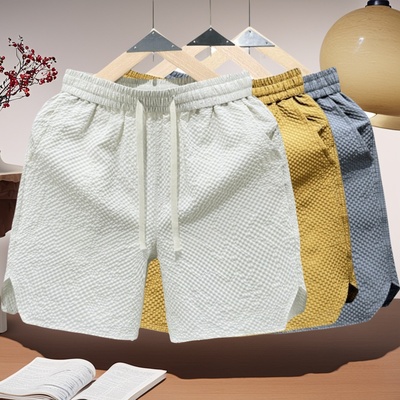 简约泡泡格薄款速干短裤