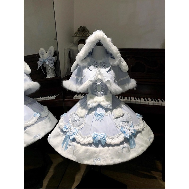 蓝色甜美可爱少女感斗篷收连衣裙lolita裙jsk洋装洛丽塔公主裙