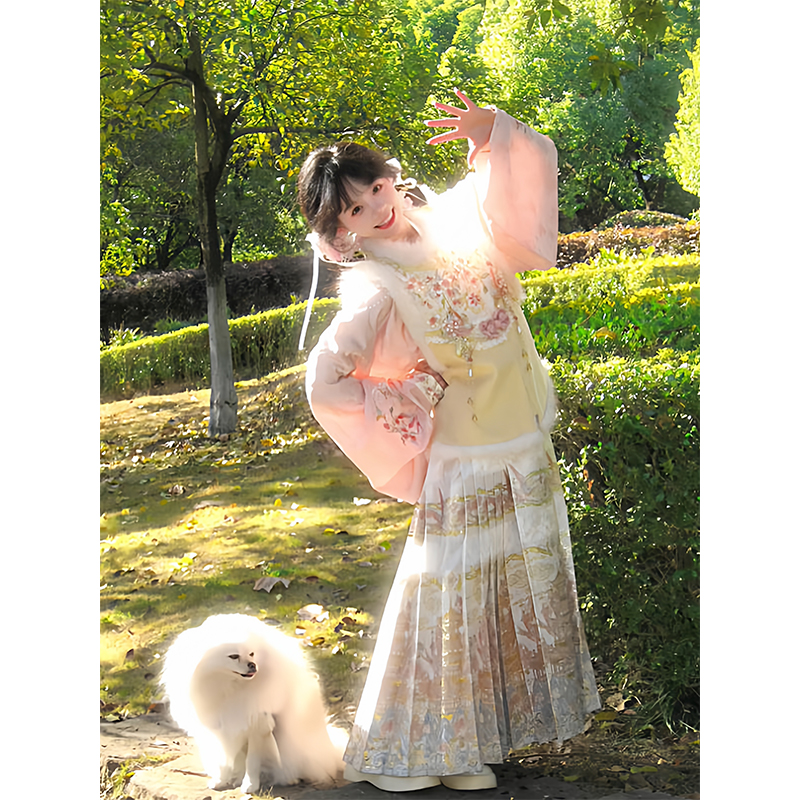 汉洋折衷汉服女明制加绒比甲交领上衣马面裙洛丽塔lolita裙可爱